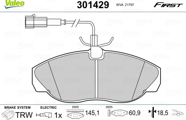 Valeo 301429 - Brake Pad Set, disc brake onlydrive.pro