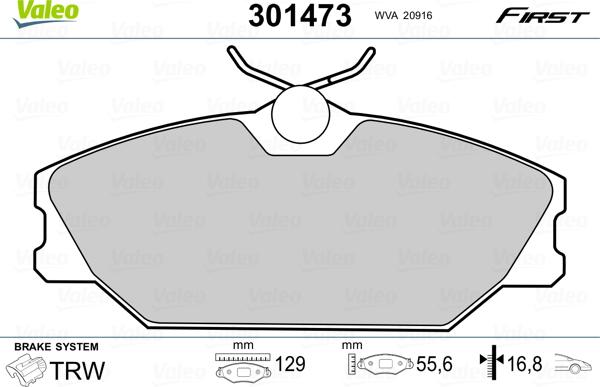 Valeo 301473 - Brake Pad Set, disc brake onlydrive.pro