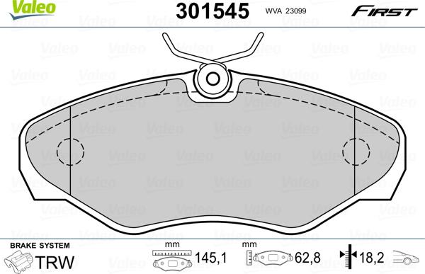 Valeo 301545 - Brake Pad Set, disc brake onlydrive.pro