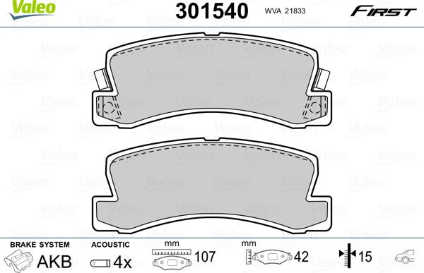 Valeo 301540 - Piduriklotsi komplekt,ketaspidur onlydrive.pro