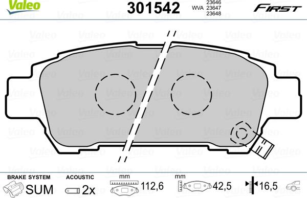 Valeo 301542 - Brake Pad Set, disc brake onlydrive.pro