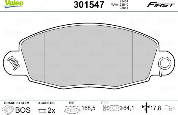 Valeo 301547 - Piduriklotsi komplekt,ketaspidur onlydrive.pro