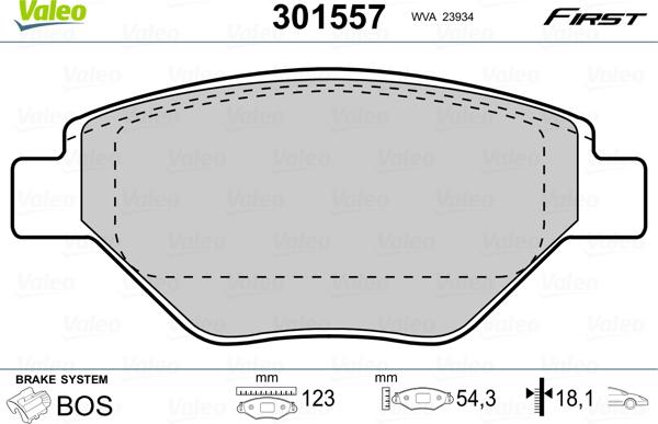 Valeo 301557 - Bremžu uzliku kompl., Disku bremzes onlydrive.pro