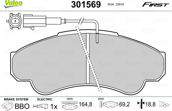 Valeo 301569 - Тормозные колодки, дисковые, комплект onlydrive.pro