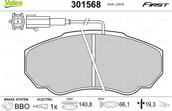 Valeo 301568 - Тормозные колодки, дисковые, комплект onlydrive.pro