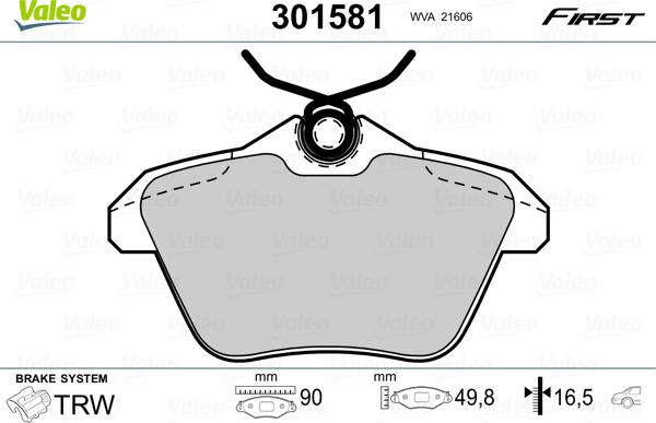 Valeo 301581 - Brake Pad Set, disc brake onlydrive.pro