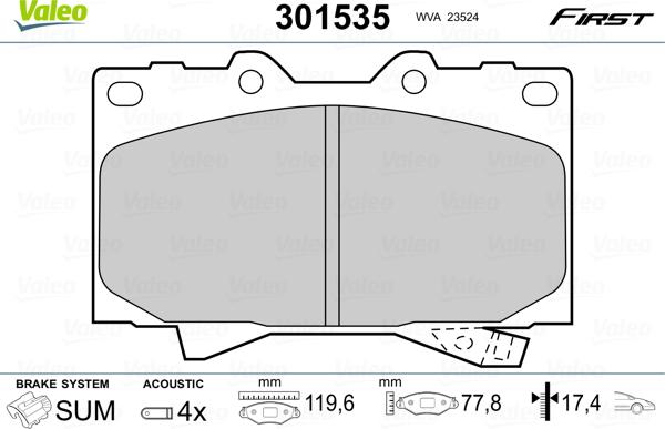 Valeo 301535 - Brake Pad Set, disc brake onlydrive.pro