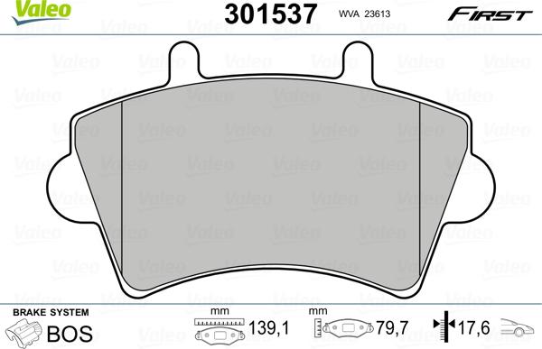 Valeo 301537 - Piduriklotsi komplekt,ketaspidur onlydrive.pro