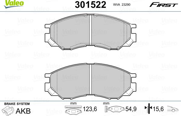 Valeo 301522 - Piduriklotsi komplekt,ketaspidur onlydrive.pro