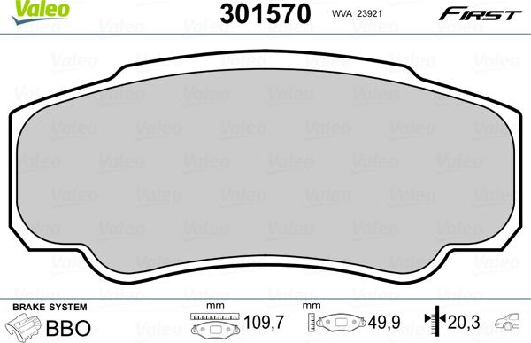 Valeo 301570 - Brake Pad Set, disc brake onlydrive.pro