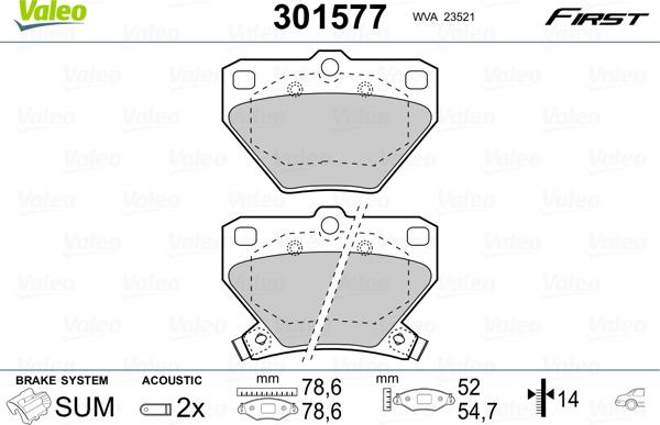 Valeo 301577 - Jarrupala, levyjarru onlydrive.pro