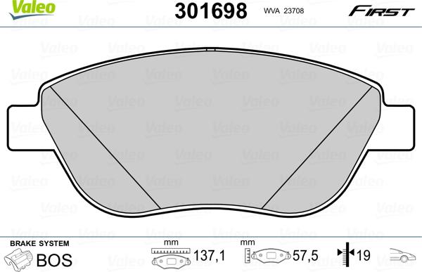 Valeo 301698 - Brake Pad Set, disc brake onlydrive.pro