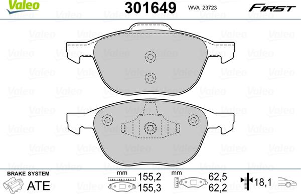 Valeo 301649 - Piduriklotsi komplekt,ketaspidur onlydrive.pro