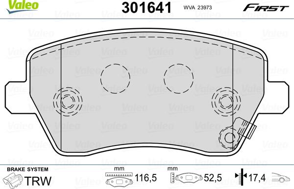 Valeo 301641 - Piduriklotsi komplekt,ketaspidur onlydrive.pro