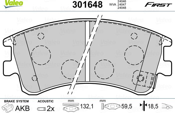 Valeo 301648 - Brake Pad Set, disc brake onlydrive.pro