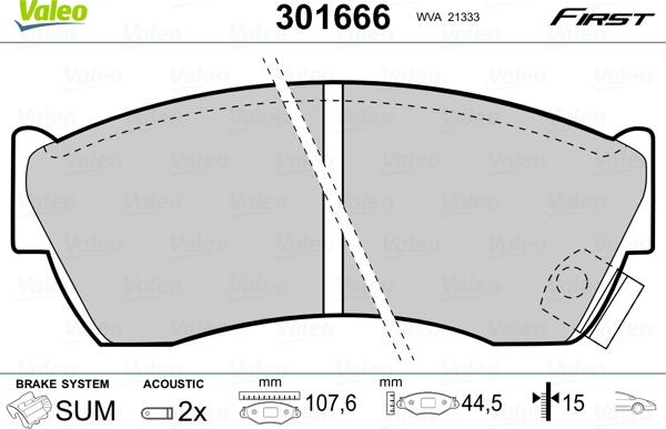 Valeo 301666 - Brake Pad Set, disc brake onlydrive.pro