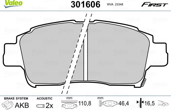 Valeo 301606 - Brake Pad Set, disc brake onlydrive.pro