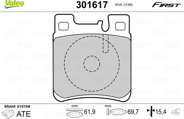 Valeo 301617 - Jarrupala, levyjarru onlydrive.pro