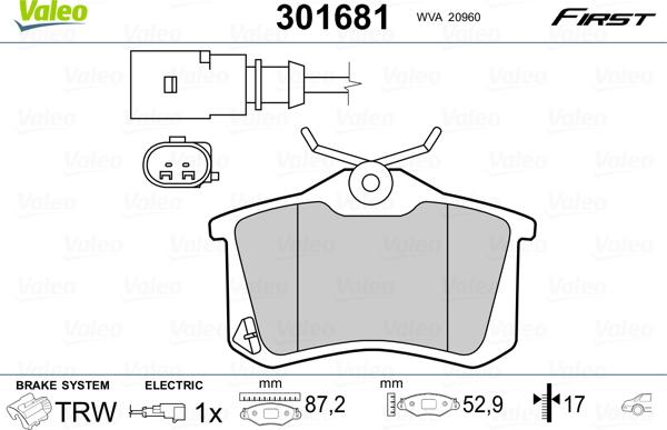 Valeo 301681 - Piduriklotsi komplekt,ketaspidur onlydrive.pro