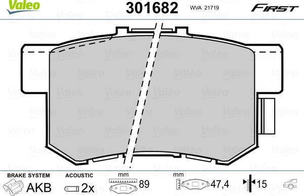 Valeo 301682 - Тормозные колодки, дисковые, комплект onlydrive.pro