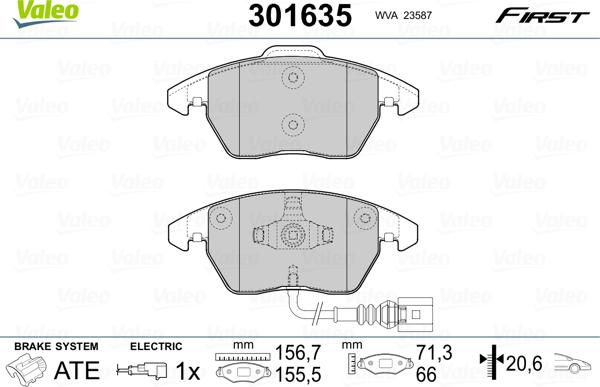 Valeo 301635 - Brake Pad Set, disc brake onlydrive.pro