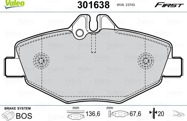 Valeo 301638 - Stabdžių trinkelių rinkinys, diskinis stabdys onlydrive.pro