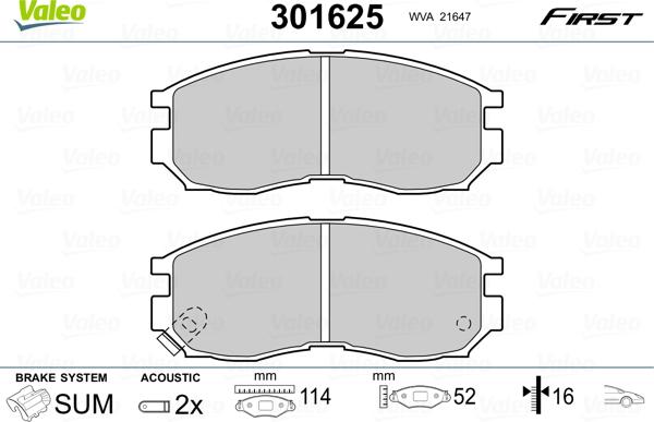 Valeo 301625 - Bremžu uzliku kompl., Disku bremzes onlydrive.pro