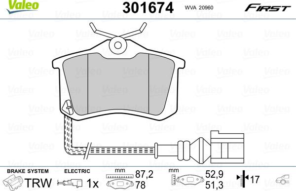 Valeo 301674 - Brake Pad Set, disc brake onlydrive.pro