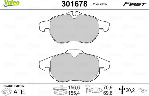 Valeo 301678 - Тормозные колодки, дисковые, комплект onlydrive.pro