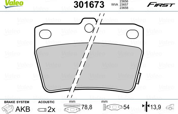 Valeo 301673 - Brake Pad Set, disc brake onlydrive.pro