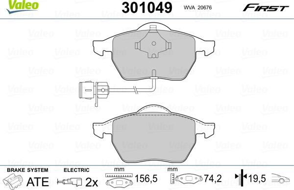 Valeo 301049 - Тормозные колодки, дисковые, комплект onlydrive.pro