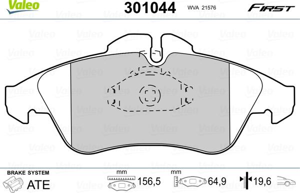 Valeo 301044 - Jarrupala, levyjarru onlydrive.pro