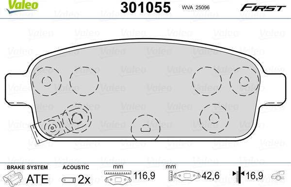 Valeo 301055 - Piduriklotsi komplekt,ketaspidur onlydrive.pro