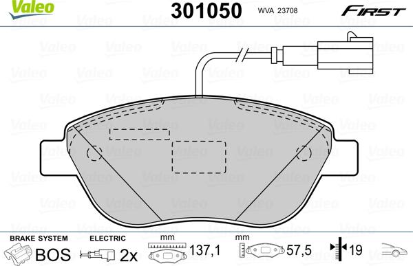 Valeo 301050 - Brake Pad Set, disc brake onlydrive.pro