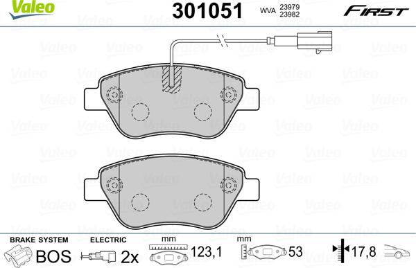 Valeo 301051 - Тормозные колодки, дисковые, комплект onlydrive.pro