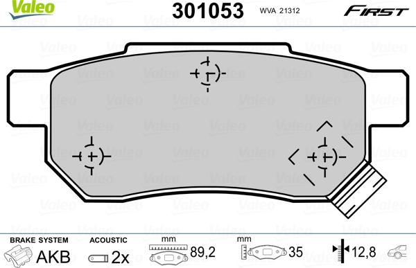 Valeo 301053 - Brake Pad Set, disc brake onlydrive.pro