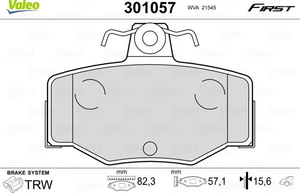 Valeo 301057 - Jarrupala, levyjarru onlydrive.pro