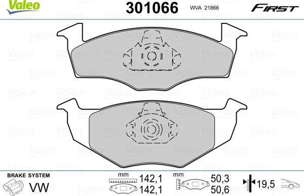 Valeo 301066 - Stabdžių trinkelių rinkinys, diskinis stabdys onlydrive.pro