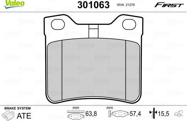 Valeo 301063 - Brake Pad Set, disc brake onlydrive.pro