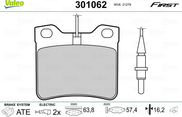 Valeo 301062 - Piduriklotsi komplekt,ketaspidur onlydrive.pro