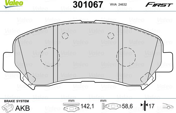 Valeo 301067 - Piduriklotsi komplekt,ketaspidur onlydrive.pro