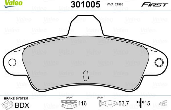 Valeo 301005 - Brake Pad Set, disc brake onlydrive.pro