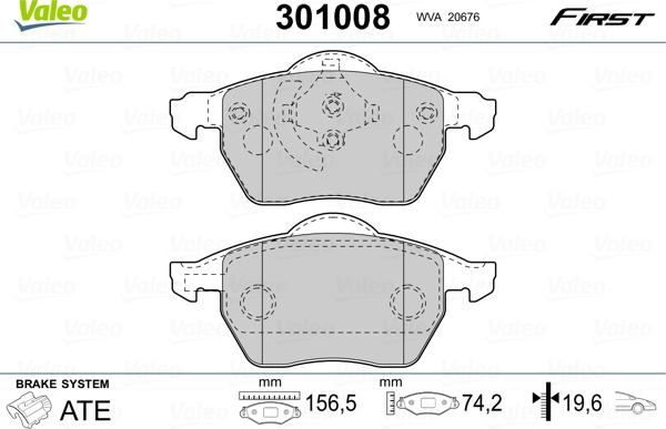 Valeo 301008 - Тормозные колодки, дисковые, комплект onlydrive.pro