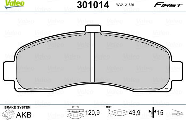 Valeo 301014 - Piduriklotsi komplekt,ketaspidur onlydrive.pro