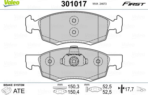 Valeo 301017 - Jarrupala, levyjarru onlydrive.pro