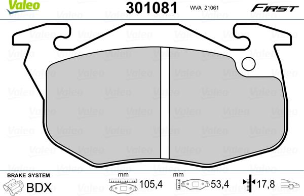 Valeo 301081 - Тормозные колодки, дисковые, комплект onlydrive.pro