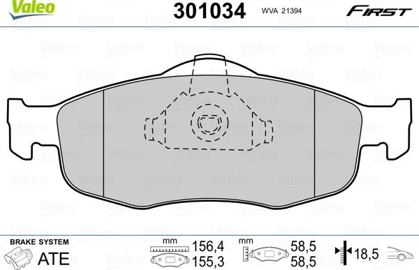 Valeo 301034 - Jarrupala, levyjarru onlydrive.pro