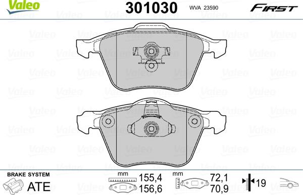 Valeo 301030 - Bremžu uzliku kompl., Disku bremzes onlydrive.pro