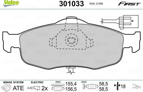 Valeo 301033 - Brake Pad Set, disc brake onlydrive.pro