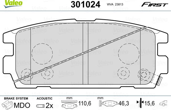 Valeo 301024 - Piduriklotsi komplekt,ketaspidur onlydrive.pro